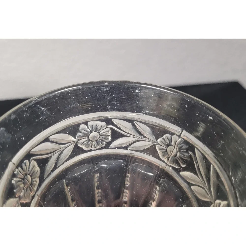 Vintage 1950s Textured Pressed Glass Goblet Style Vase 6-7 inch Tall (Lot of 2)
